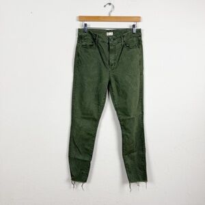 Mother High Waisted Looker Ankle Fray Green The First Move Jeans Size 30